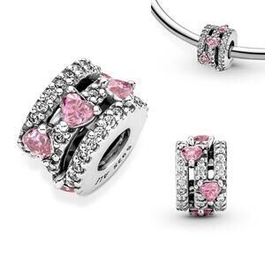 Sparkling Triple Halo Hearts Charm (One)